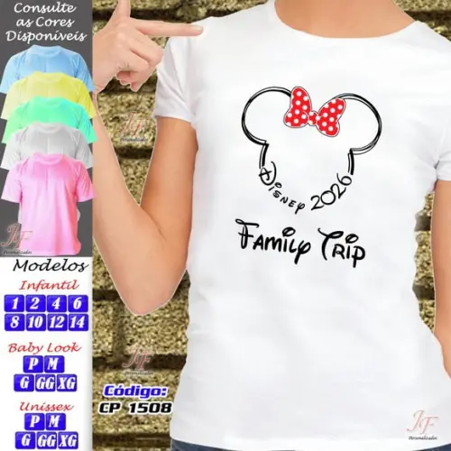 Camisa Viagem Família Disney | 10 Unidades | Trip Vacation