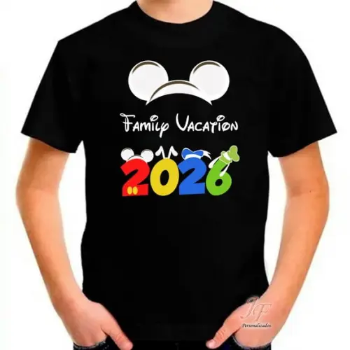 Camisa Viagem Família Disney | 100% Algodão | 20 Unidades