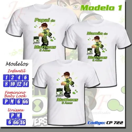 Camiseta Adulto Infantil Personalizada Ben 10