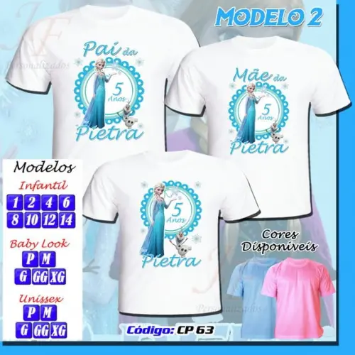 Camiseta Adulto ou Infantil Frozen Personalizada