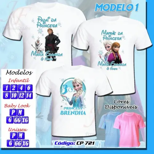 Camiseta Adulto ou Infantil Frozen Personalizada