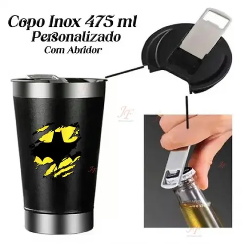 Copo Térmico Personalizado | Inox 475 ml | Tampa e Abridor