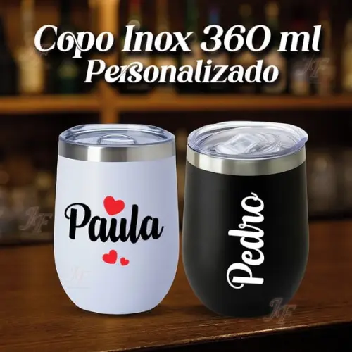 Copo Térmico Personalizado Inox Tipo Cuia com Tampa 360ml