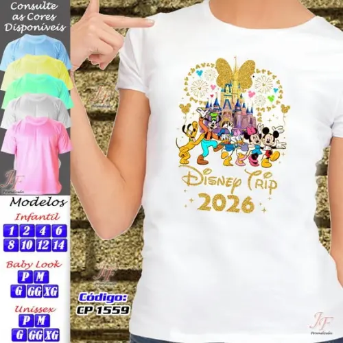 Kit 10 Camisetas Personalizadas Viagem Família Disney