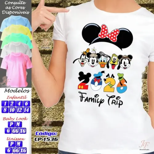 Kit 11 Camisetas Adulto ou Infantil Viagem Família Disney