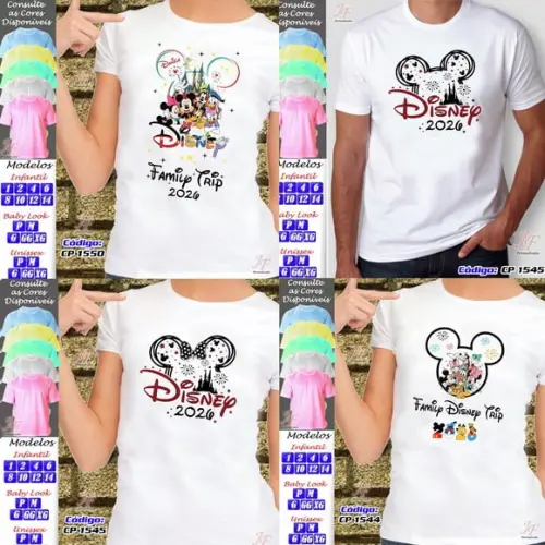 Kit 17 Camisetas Personalizadas Viagem Famíly Trip Disney