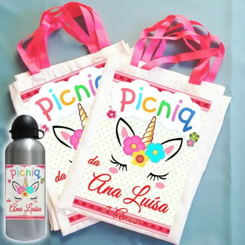 Kit Bolsinha + Squeeze Alumínio Piquenique Picnic