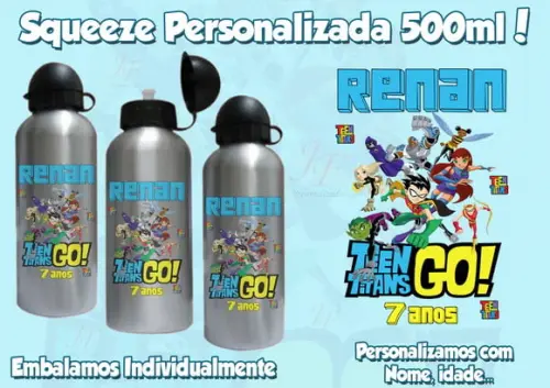 Kit com 10 Bolsinhas + 10 Squeezes em Aluminio 500 ml