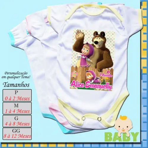 Kit com 12 Body Bebê Infantil Personalizado_Mêsversário
