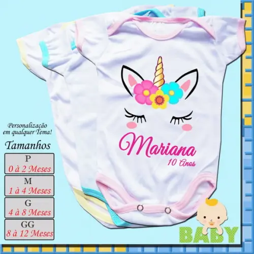 Kit com 12 Body Bebê Infantil Personalizado_Mêsversário