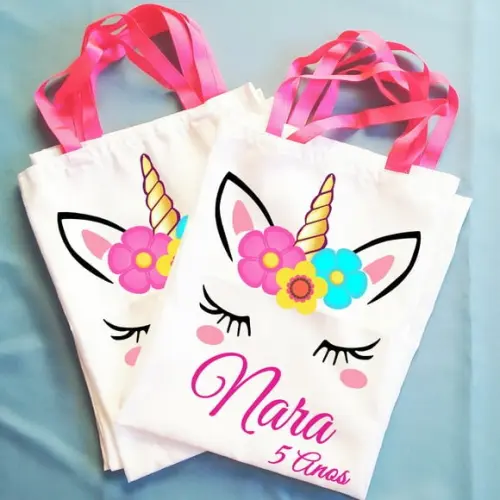 Kit com 60 Bolsinhas Sacolinhas Personalizada Unicórnio