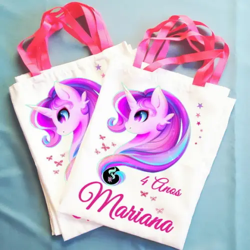Kit com 50 Bolsinhas Sacolinhas Personalizada Unicórnio