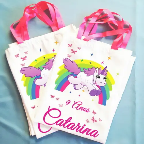 Kit com 50 Bolsinhas Sacolinhas Personalizada Unicórnio