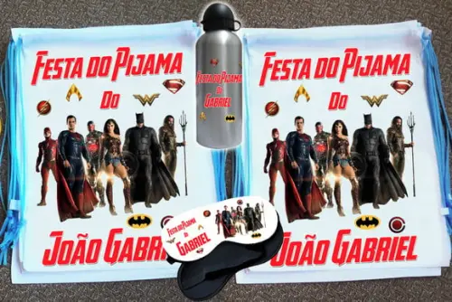 Kit Festa do Pijama Mochila+Máscara+Squeeze Liga da Justiça