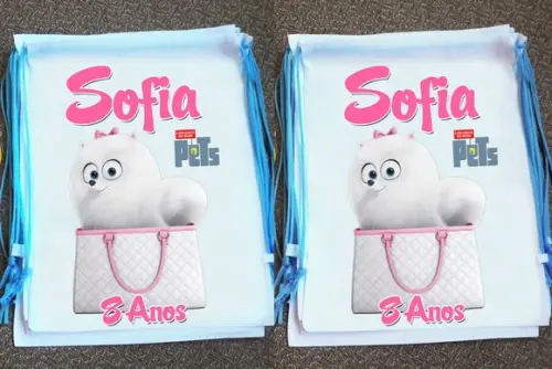 Mochilinha Ecobag Personalizada Filme Pets