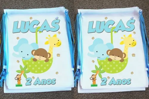 Mochilinha Ecobag Personalizada Safari Floresta