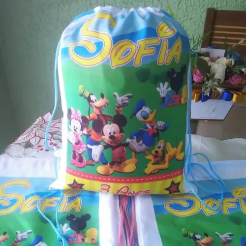 Mochilinha Ecobag Sacochila Personalizada A Casa do Mickey