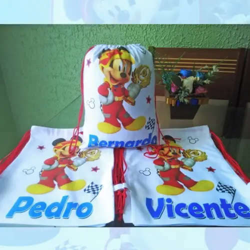 Mochilinha Ecobag Sacochila Personalizada A Casa do Mickey