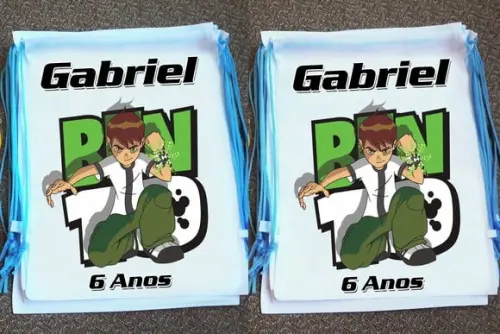 Mochilinha Ecobag Sacochila Personalizada Ben 10