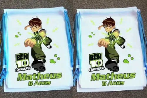 Mochilinha Ecobag Sacochila Personalizada Ben 10