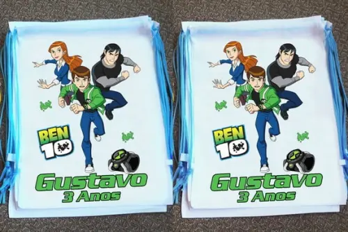 Mochilinha Ecobag Sacochila Personalizada Ben 10
