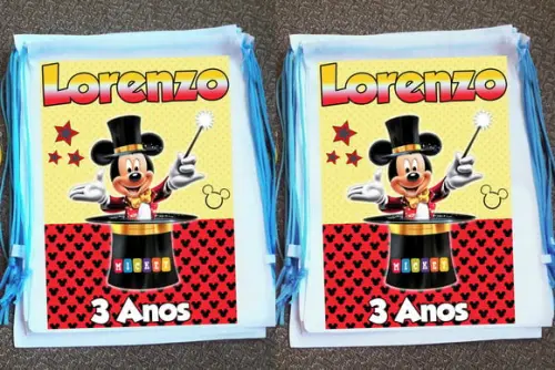 Mochilinha Ecobag Sacochila Personalizada Circo do Mickey