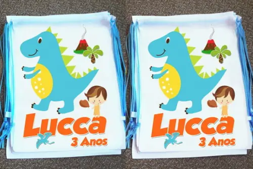 Mochilinha Ecobag Sacochila Personalizada Dinossauro