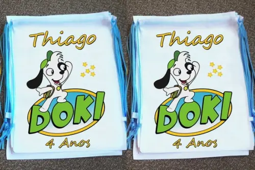 Mochilinha Ecobag Sacochila Personalizada Doki