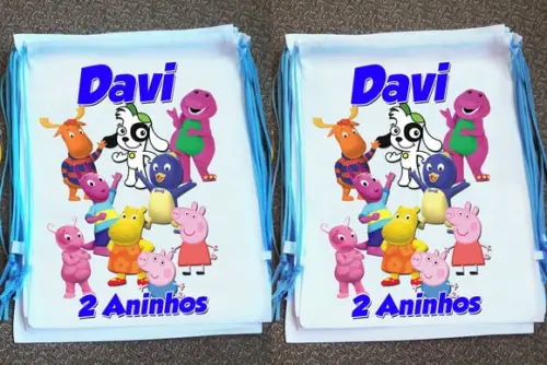Mochilinha Ecobag Sacochila Personalizada Doki