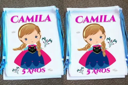 Mochilinha Ecobag Sacochila Personalizada Frozen