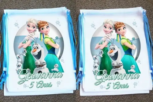 Mochilinha Ecobag Sacochila Personalizada Frozen Fever