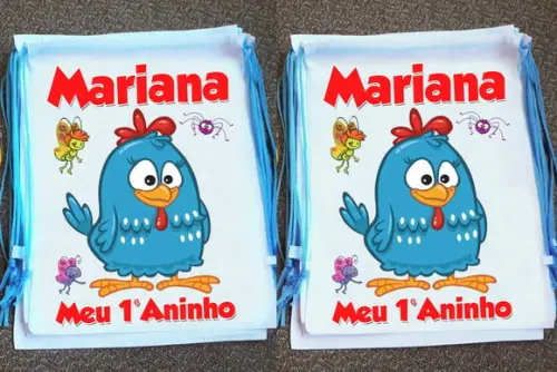 Mochilinha Ecobag Sacochila Personalizada Galinha Pintadinha