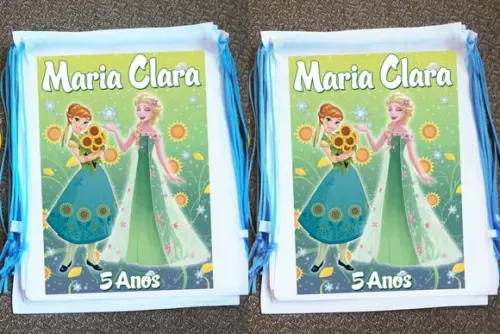 Mochilinha Ecobag Sacochila Personalizada Frozen Fever