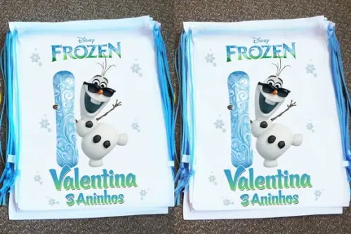 Mochilinha Ecobag Sacochila Personalizada Frozen Fever