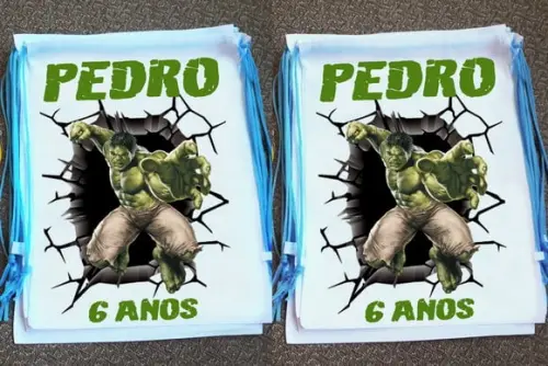 Mochilinha Ecobag Sacochila Personalizada Hulk