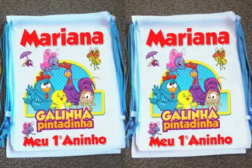 Mochilinha Ecobag Sacochila Personalizada Galinha Pintadinha