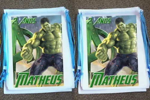 Mochilinha Ecobag Sacochila Personalizada Hulk