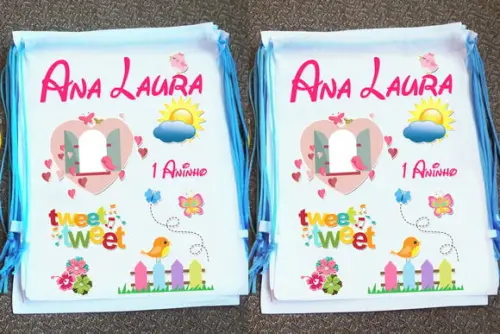Mochilinha Ecobag Sacochila Personalizada Jardim Encantado