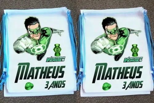 Mochilinha Ecobag Sacochila Personalizada Lanterna Verde