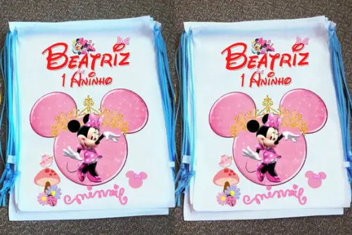 Mochilinha Ecobag Sacochila Personalizada Minnie