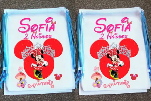 Mochilinha Ecobag Sacochila Personalizada Minnie