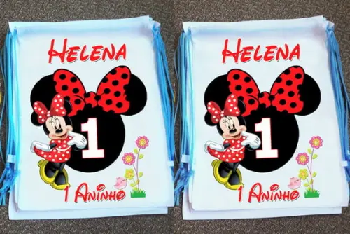 Mochilinha Ecobag Sacochila Personalizada Minnie