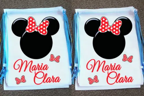 Mochilinha Ecobag Sacochila Personalizada Minnie Velocista