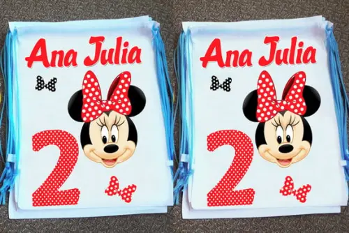 Mochilinha Ecobag Sacochila Personalizada Minnie