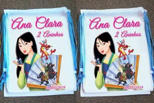 Mochilinha Ecobag Sacochila Personalizada Mulan
