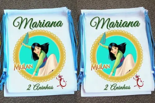 Mochilinha Ecobag Sacochila Personalizada Mulan