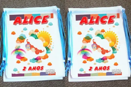 Mochilinha Ecobag Sacochila Personalizada Palavra Cantada