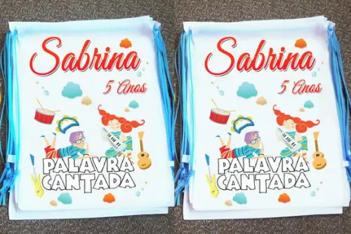 Mochilinha Ecobag Sacochila Personalizada Palavra Cantada