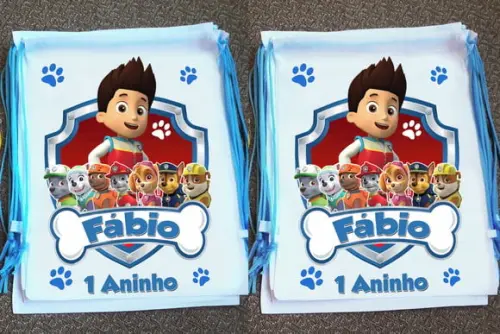 Mochilinha Ecobag Sacochila Personalizada Patrulha Canina