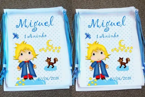 Mochilinha Ecobag Sacochila Personalizada Pequeno Príncipe